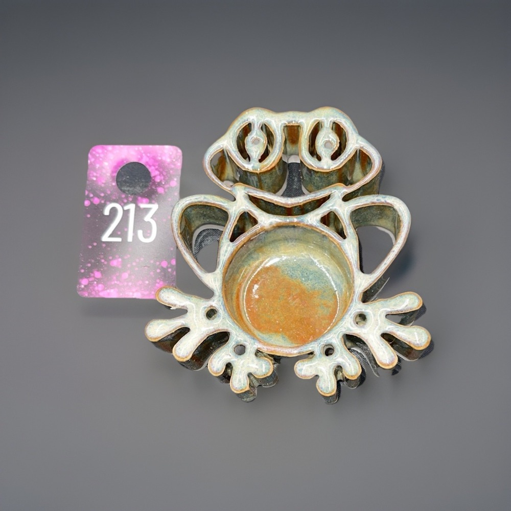 BAY‎ POTTERY Candle Pots Happy Frog Votive Tea Light Holder